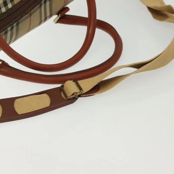 Burberrys Nova Check Boston Bag PVC 2way Beige Auth 137639 - Picture 9 of 16